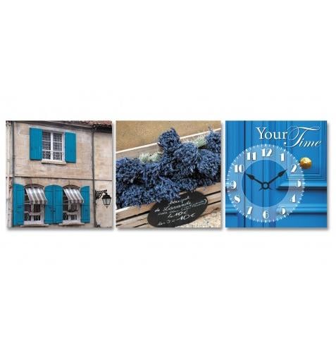 Часы настенные Букет лаванды на холсте 3х секционные (ST-06-319)