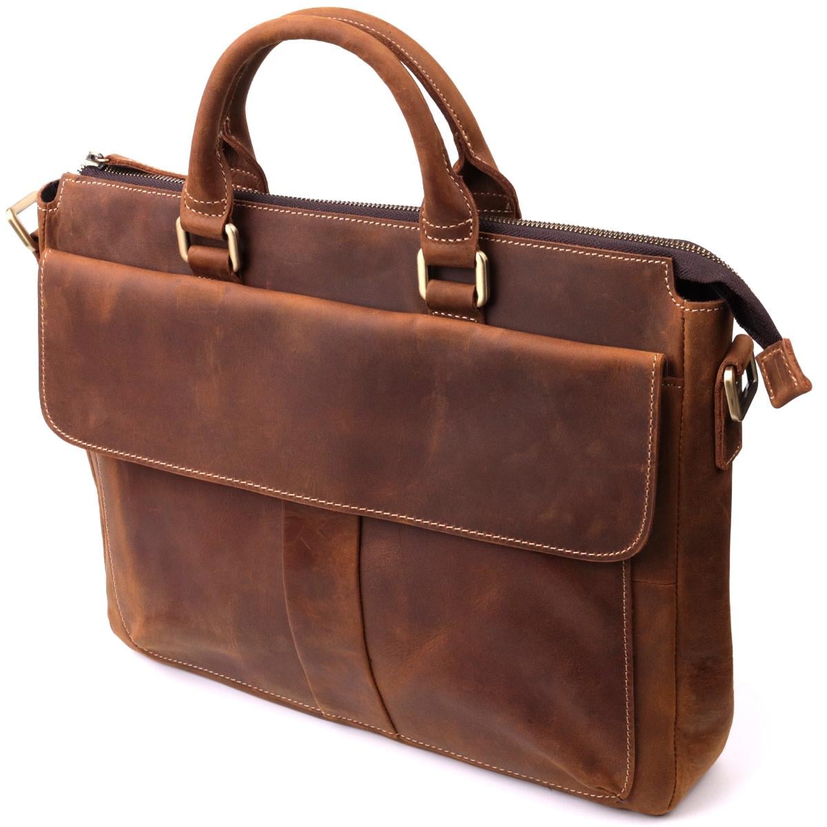 Мужской деловой портфель из натуральной кожи Vintage для документов и ноутбука Коричневый (168-136-22673)
