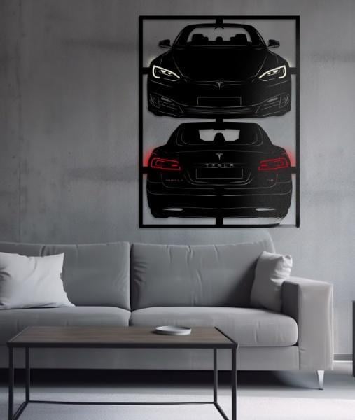 Декор настенный в стиле минимализм деревянное Decart Tesla S без подсветки на гостиную и спальню 90х67 см