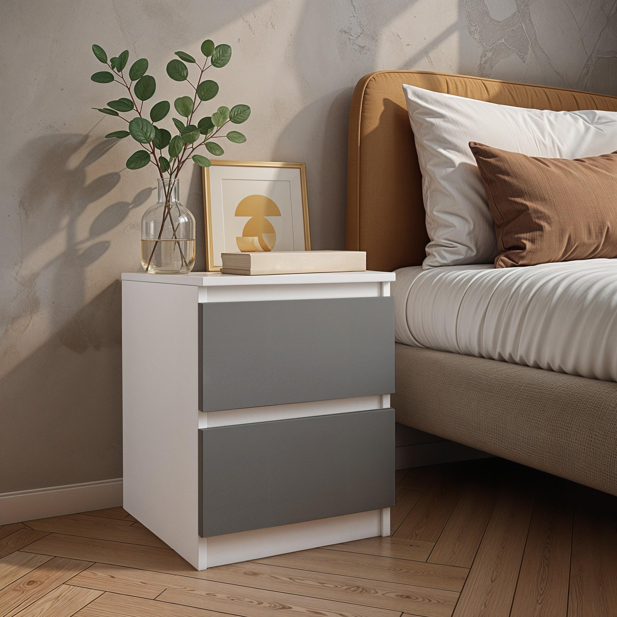 Тумба приліжкова FT-225 400х530х400 мм Білий/Антрацит - фото 1 Тумба приліжкова FT-225 400х530х400 мм Білий/Антрацит - фото 1