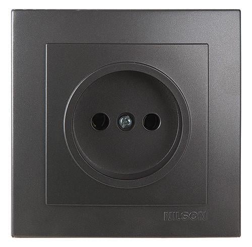 Розетка одинарна без заземлення Nilson Touran Антрацит (00000011888)