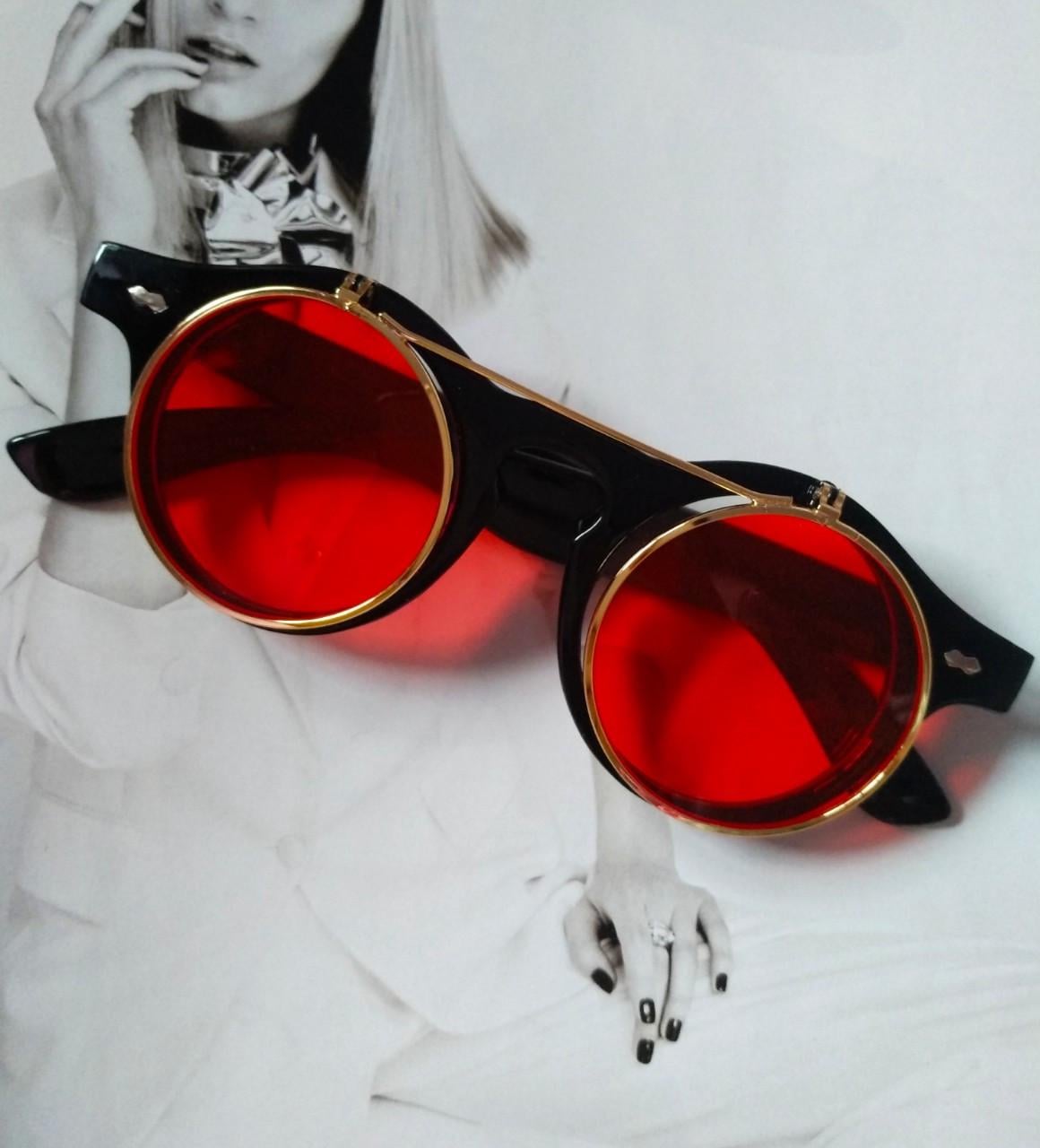 Очки солнцезащитные имиджевые круглые панк двойной флип Красный Очки солнцезащитные имиджевые круглые панк двойной флип Красный