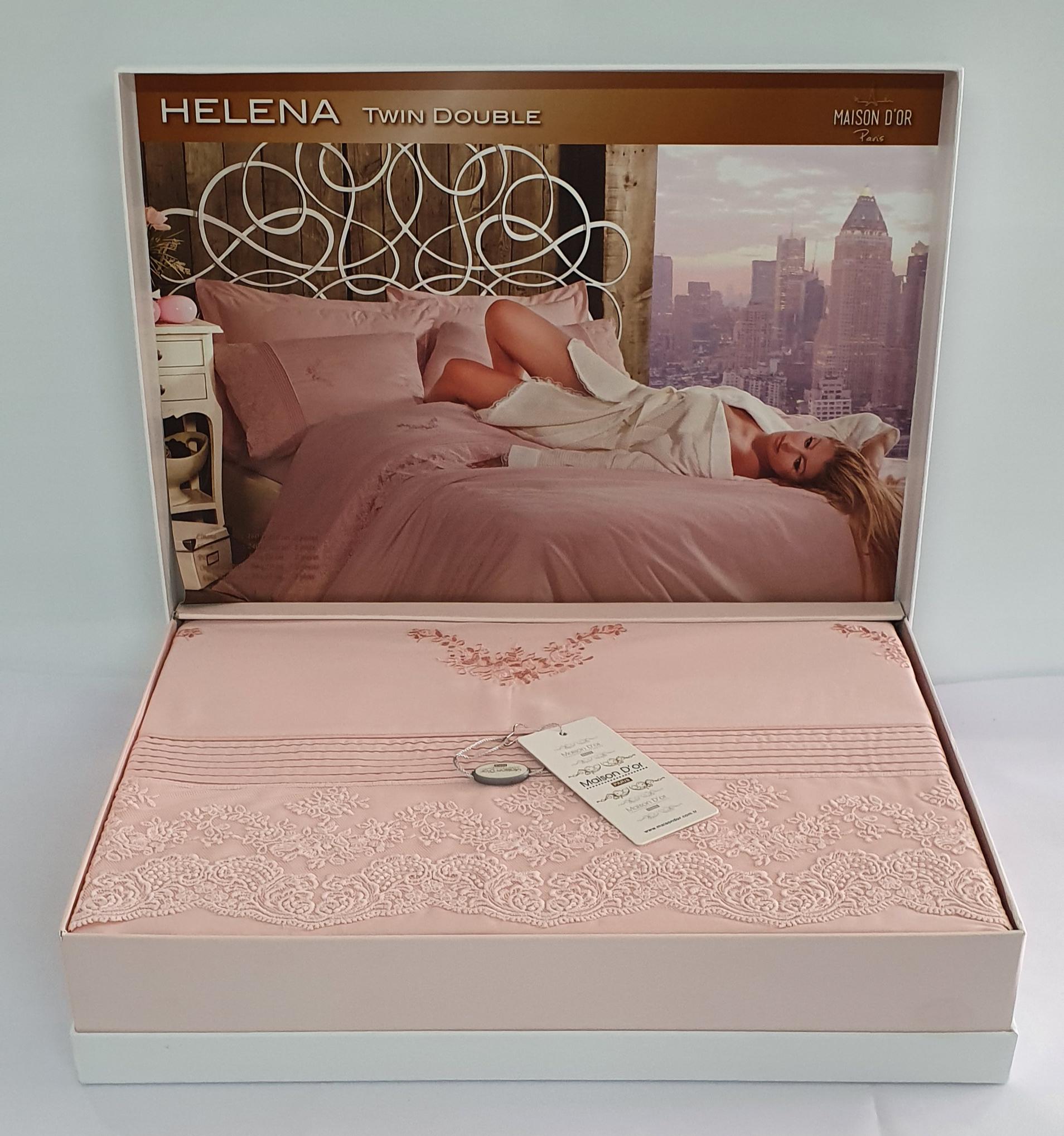 Комплект постельного белья Maison D'or с кружевом семейный Helena Rose Color (CN7038)
