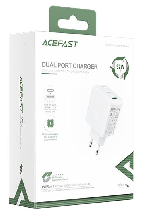 Зарядное устройство для телефона ACEFAST A5 USB Type-C/USB-A 2.4 А Белый - фото 4