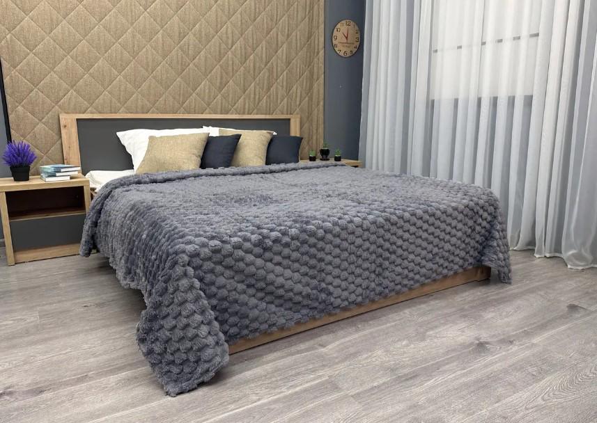 Покрывало на кровать Соты плюш 200х230 см Серый (87-119) - фото 2