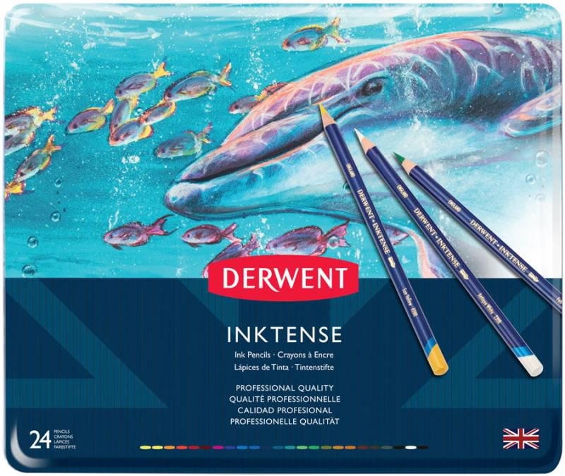Набір акварельних олівців Derwent Inktense металевий пенал 24 кольори (0700929)