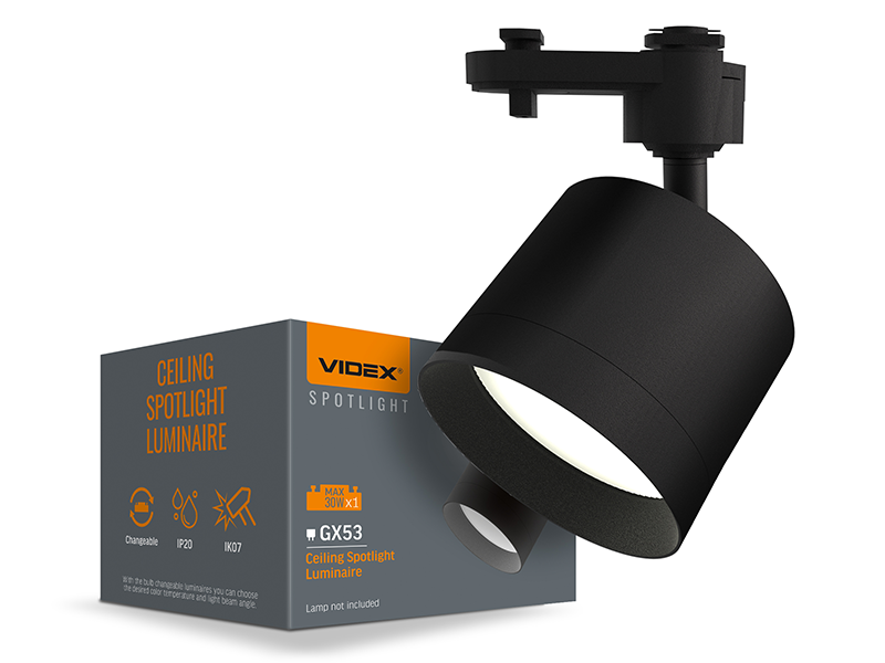 Світильник трековий Videx під лампу GX53 Чорний (VL-SPF17C-B)