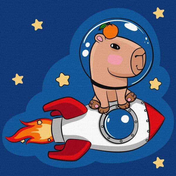 Картина за номерами Ideyka Капібара на ракеті 30х30 см (Id-KHO1299)