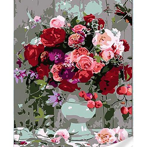 Картина по номерам Strateg Премиум Роскошный букет с лаком и уровнем 30x40 см (Str-SS1105)