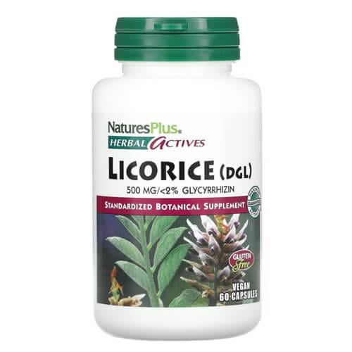 Корень солодки NaturesPlus Herbal Actives Licorice DGL 500 мг 60 Vegan Capsules (NAP-07224)