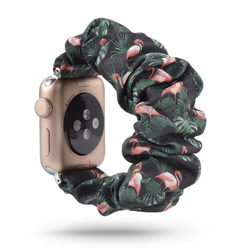 Ремешок для Apple Watch Фламинго + резинка для волос 42-44 мм Темно-зеленый Ремешок для Apple Watch Фламинго + резинка для волос 42-44 мм Темно-зеленый