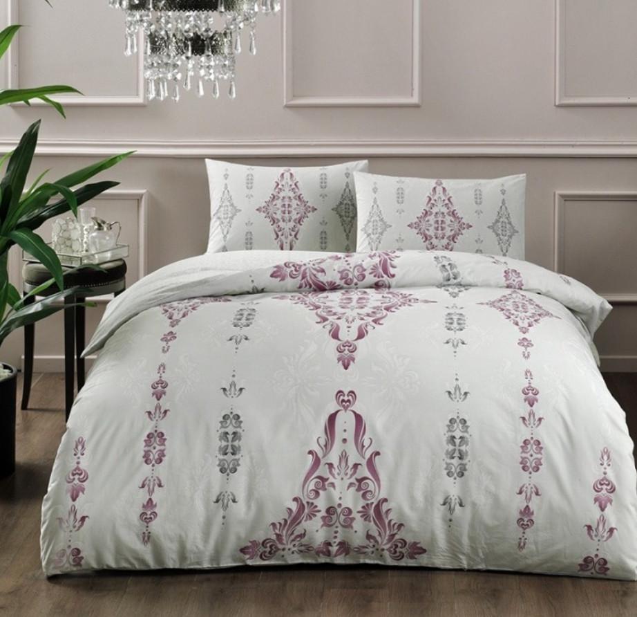 Постельное белье Tac zahara-bordo ранфорс Белый/Бордовый