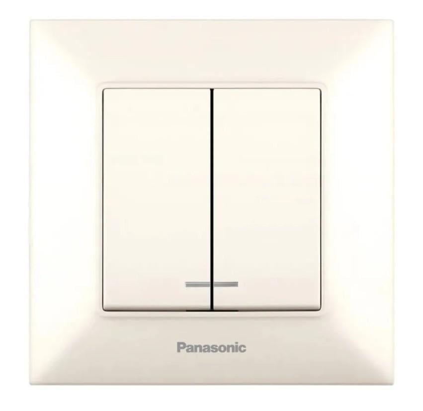 Вимикач 2-клавішний з підсвіткою Panasonic Arkedia Slim WNTC00102BG-UA Кремовий