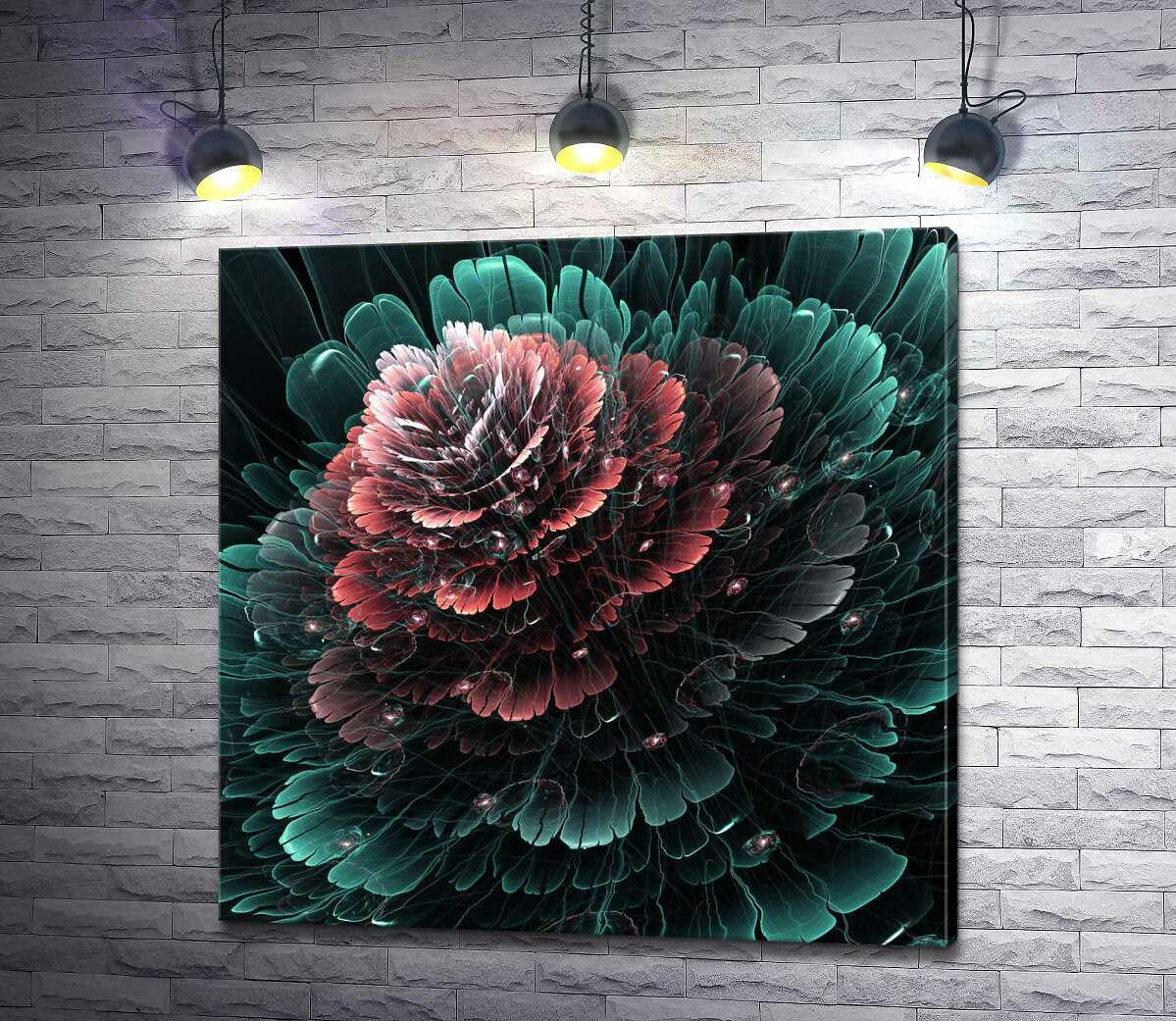 Картина ArtPoster Объемные лепестки цветка в розово-зеленых оттенках 50x50 см Модуль №1 (002757)