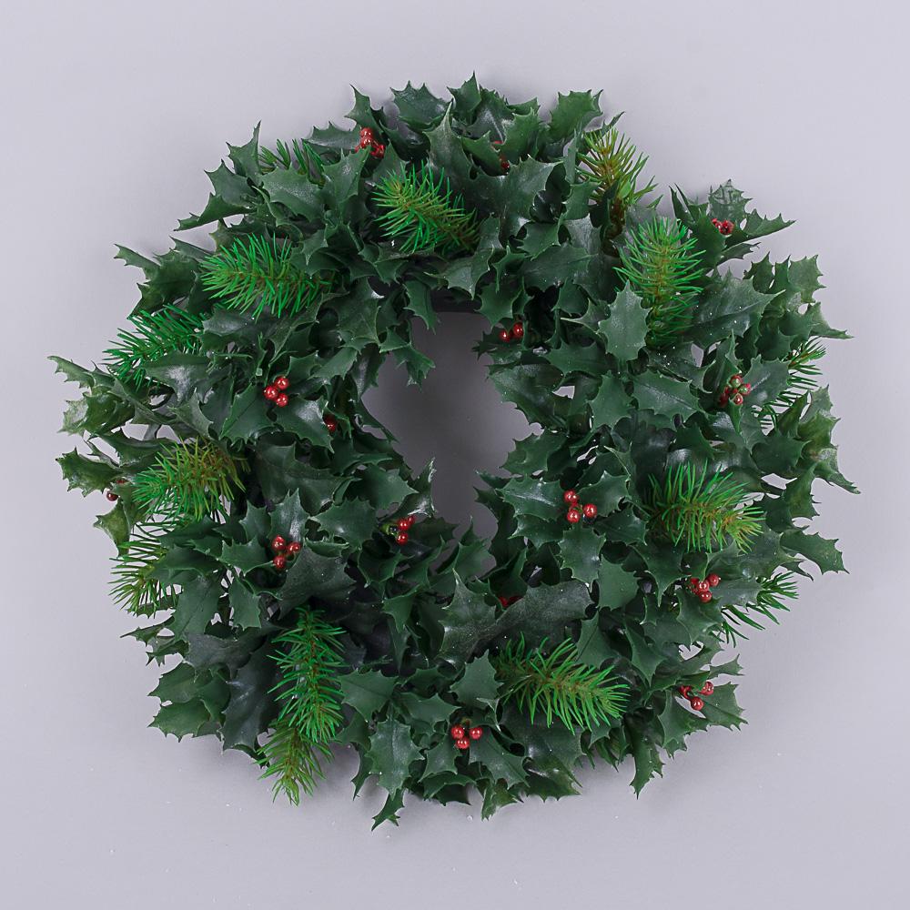 Вінок падуба різдвяний 30 см (2054) - фото 2 Вінок падуба різдвяний 30 см (2054) - фото 2