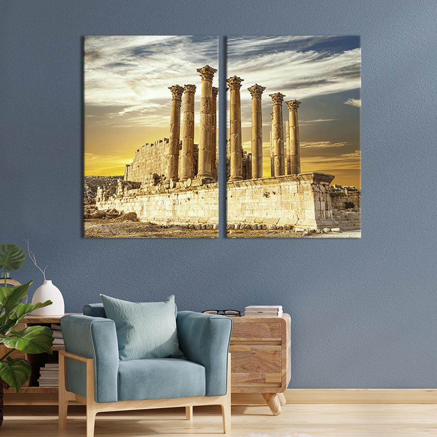 Настенный декор диптих картина на холсте для интерьера Руины храма Артемиды 165x122 см (378-2)