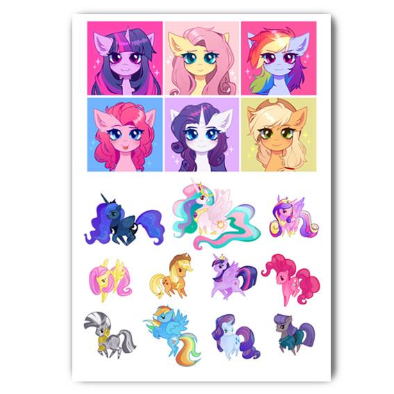 Стикеры наклейки Маленькие пони My Little Pony А4 лист (stik_026)