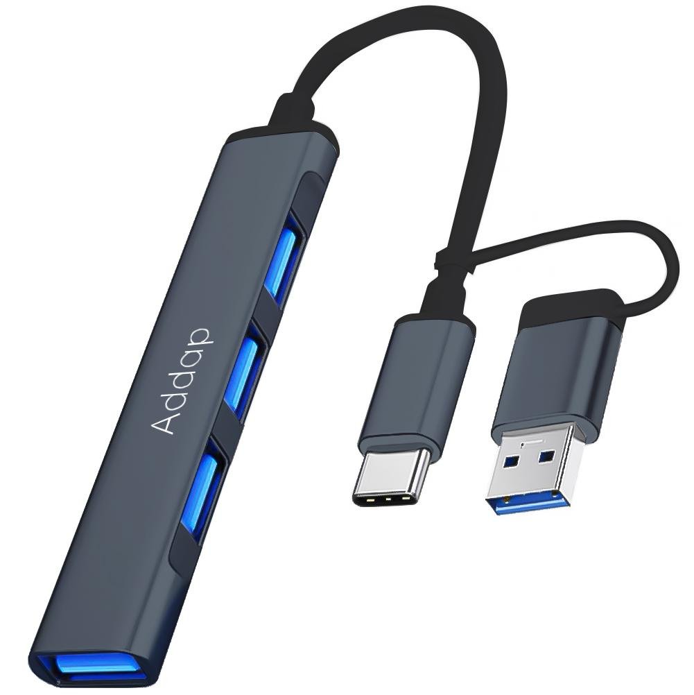 USB-хаб Addap Type-C UH-05D на 4 порта USB Gray - фото 13