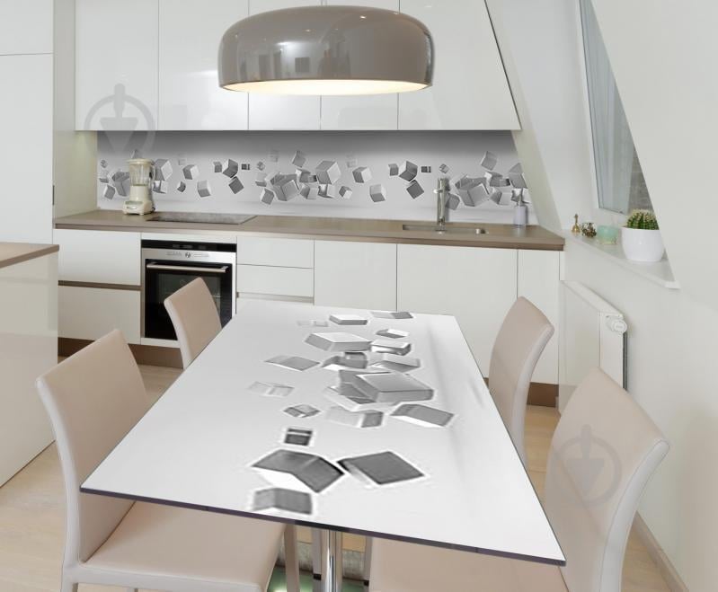 Наклейка виниловая на стол Zatarga  "Серебряные Кубы" 650х1200 мм