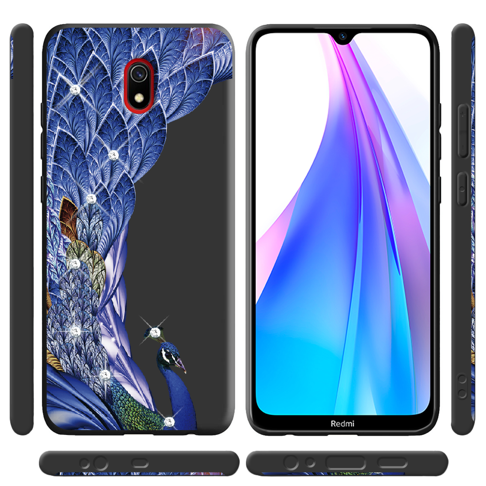 Чохол Boxface Xiaomi Redmi 8A Павич зі стразами Чорний силікон (38341-rs7-38671) - фото 2 Чохол Boxface Xiaomi Redmi 8A Павич зі стразами Чорний силікон (38341-rs7-38671) - фото 2