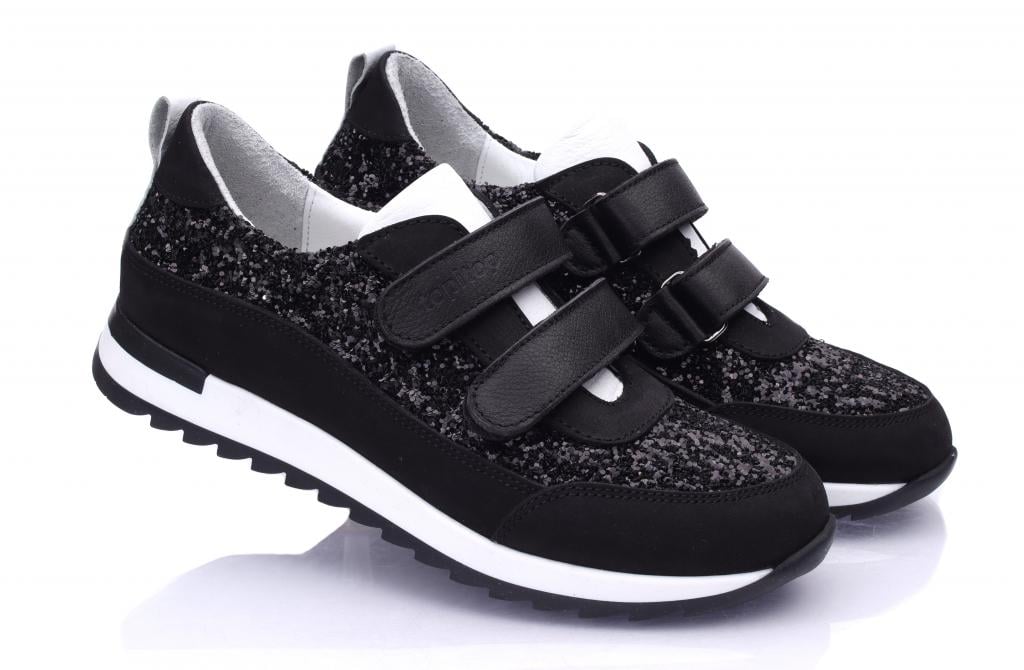 Кроссовки Topitop для девочек 2455-1 кожа/нубук р. 37 Черно-белый