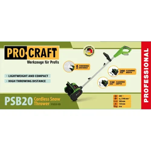Снігоприбирач акумуляторний ProCraft PSB20 без АКБ та ЗУ - фото 2 Снігоприбирач акумуляторний ProCraft PSB20 без АКБ та ЗУ - фото 2