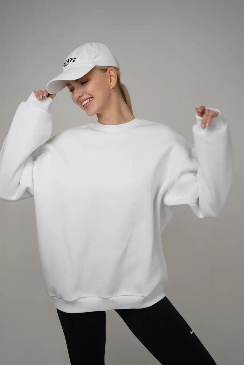 Свитшот женский ТAPE22 из тринитки с эластичными манжетами XS-L Белый