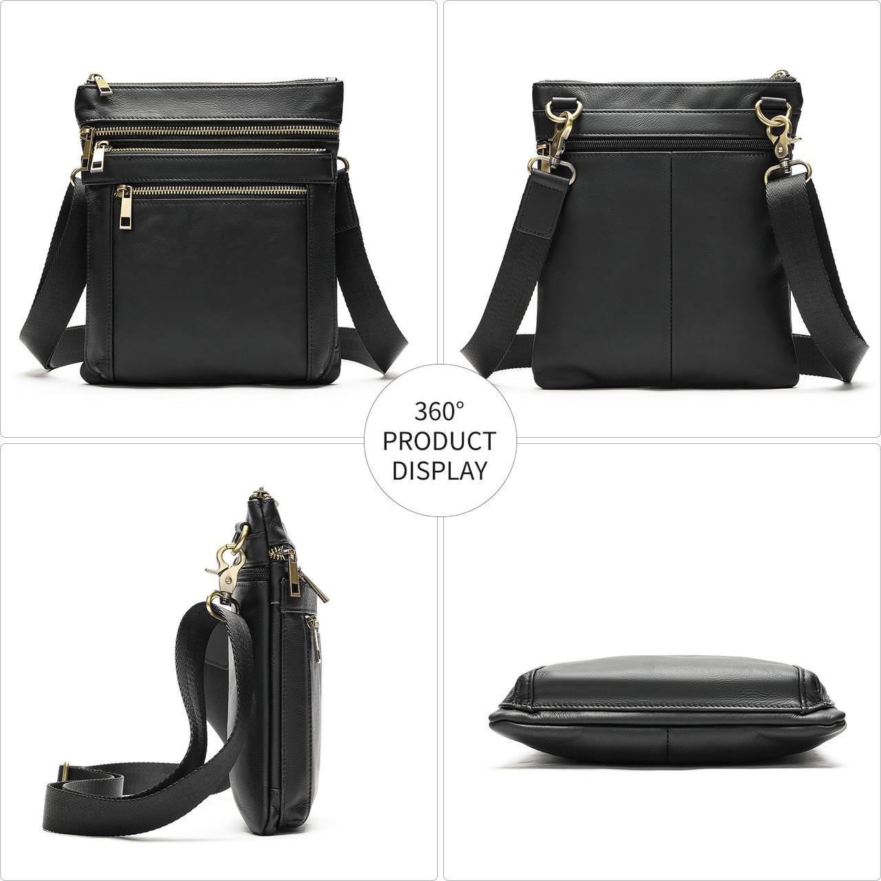 Чоловіча сумка через плече Lorian з натуральної шкіри на одне основне відділення Чорний (LR 256164-black) - фото 4 Чоловіча сумка через плече Lorian з натуральної шкіри на одне основне відділення Чорний (LR 256164-black) - фото 4