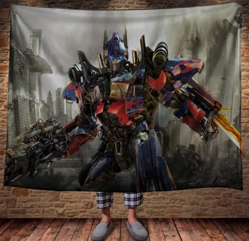 Плед с 3D принтом Трансформеры Оптимус Прайм в городе 150x200 см (epi_0292)