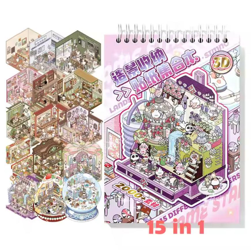 Блокнот з 3D наклейками для створення міні кімнат з Капібарою 15 інтер'єрів - фото 2