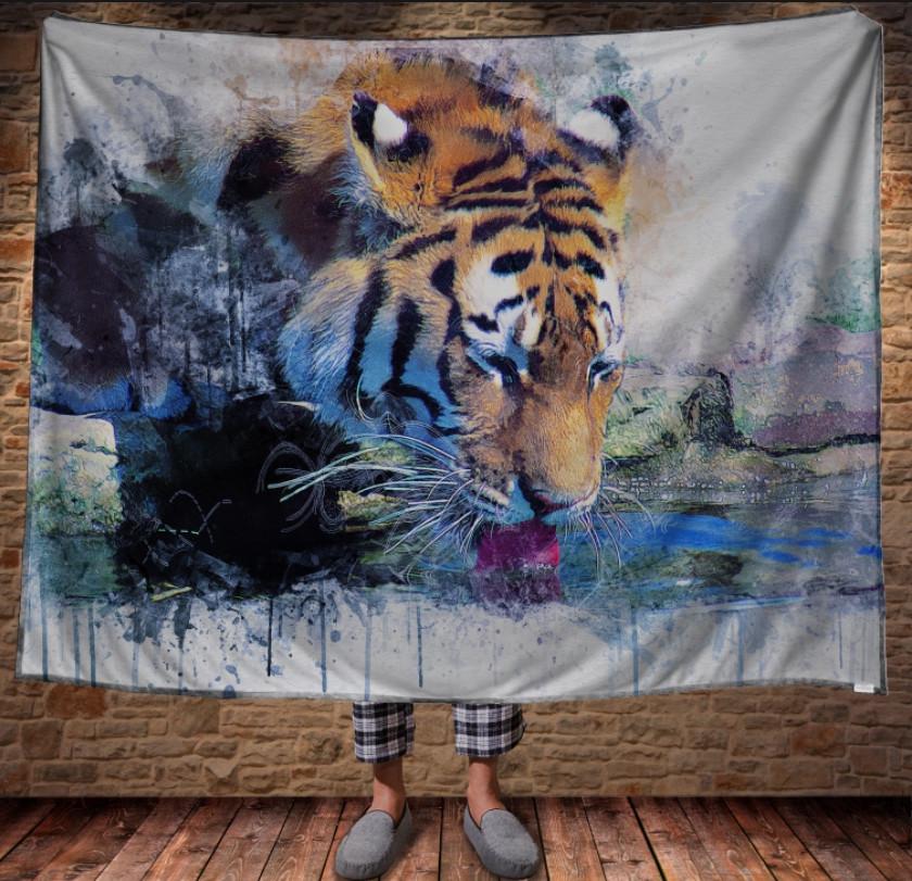 Плед з 3D принтом Тигр акварель 150x200 см (epi_1684)