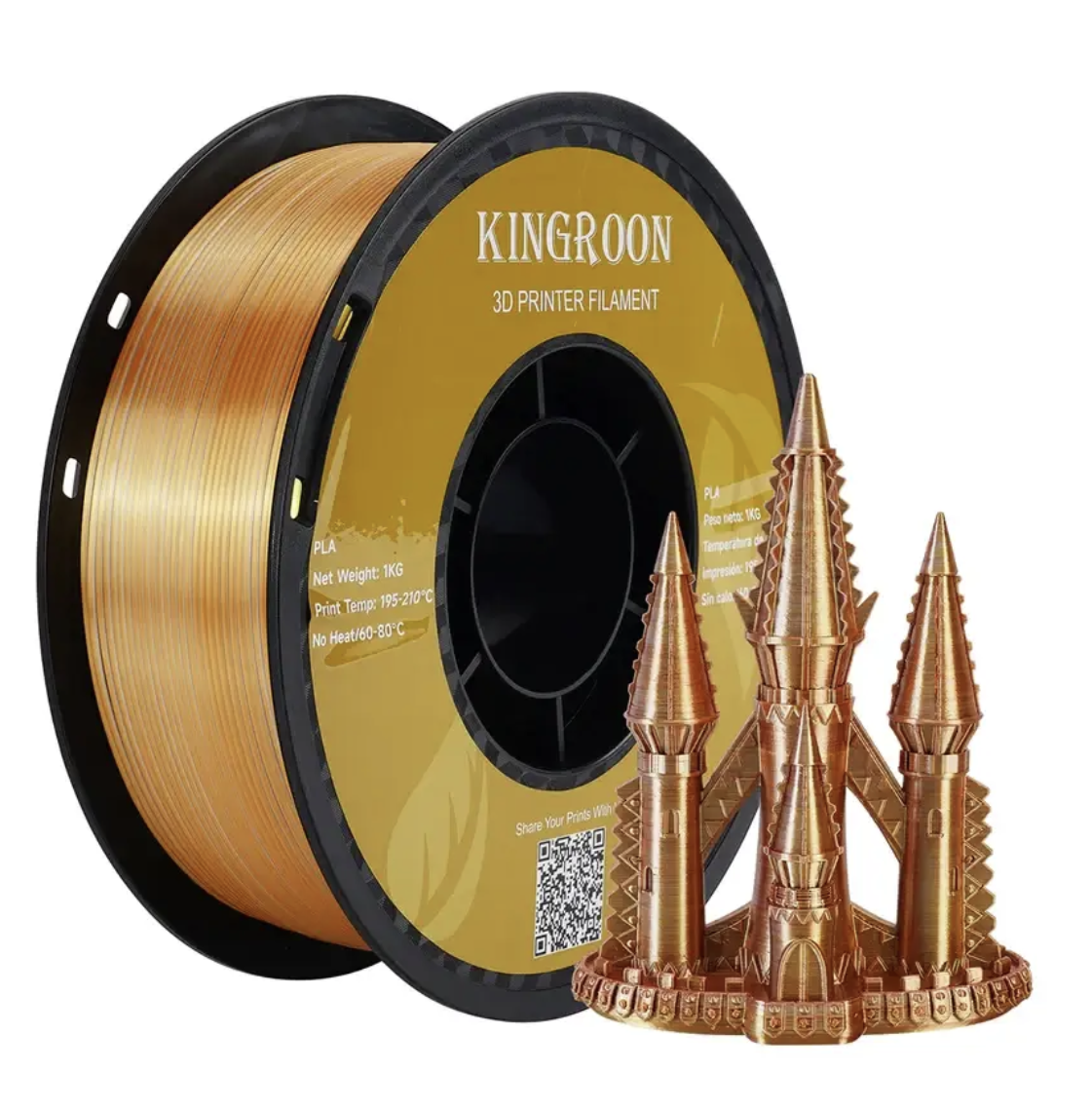 Пластик для 3D-принтера KINGROON PLA Silk Golden Silver Copper (HC124)