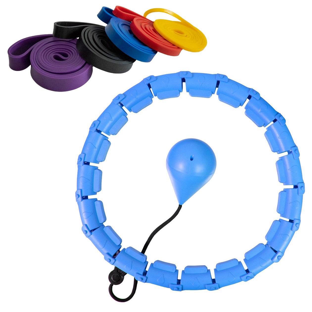 Обруч для талии Hoola Hoop Massager Синий с набором резинок для фитнеса 110 см 5 шт. (3000185-TOP-2)