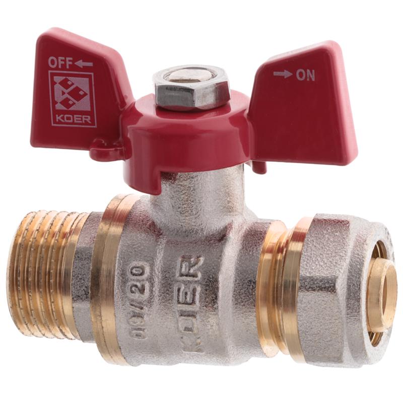 Кран шаровой обжимной KOER KR.351 LL1656 1/2" нр-обжим 16 мм (63384)
