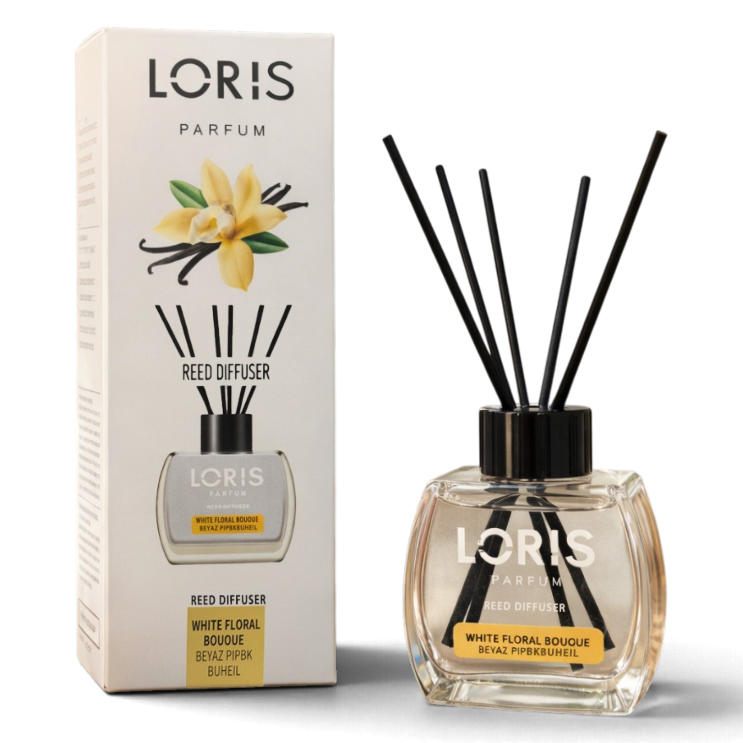 Аромадифузор для дома LORIS Parfum Белые цветы 120 мл с палочками Прозрачный (160_12_120_14B)