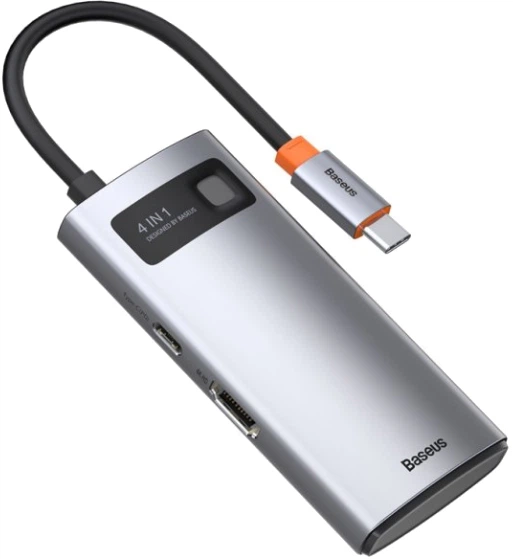 USB-хаб BASEUS Metal Gleam Series 4-in-1 Multifunctional Type-C HUB Docking Station Gray (KST-CAHUB-CY0G)