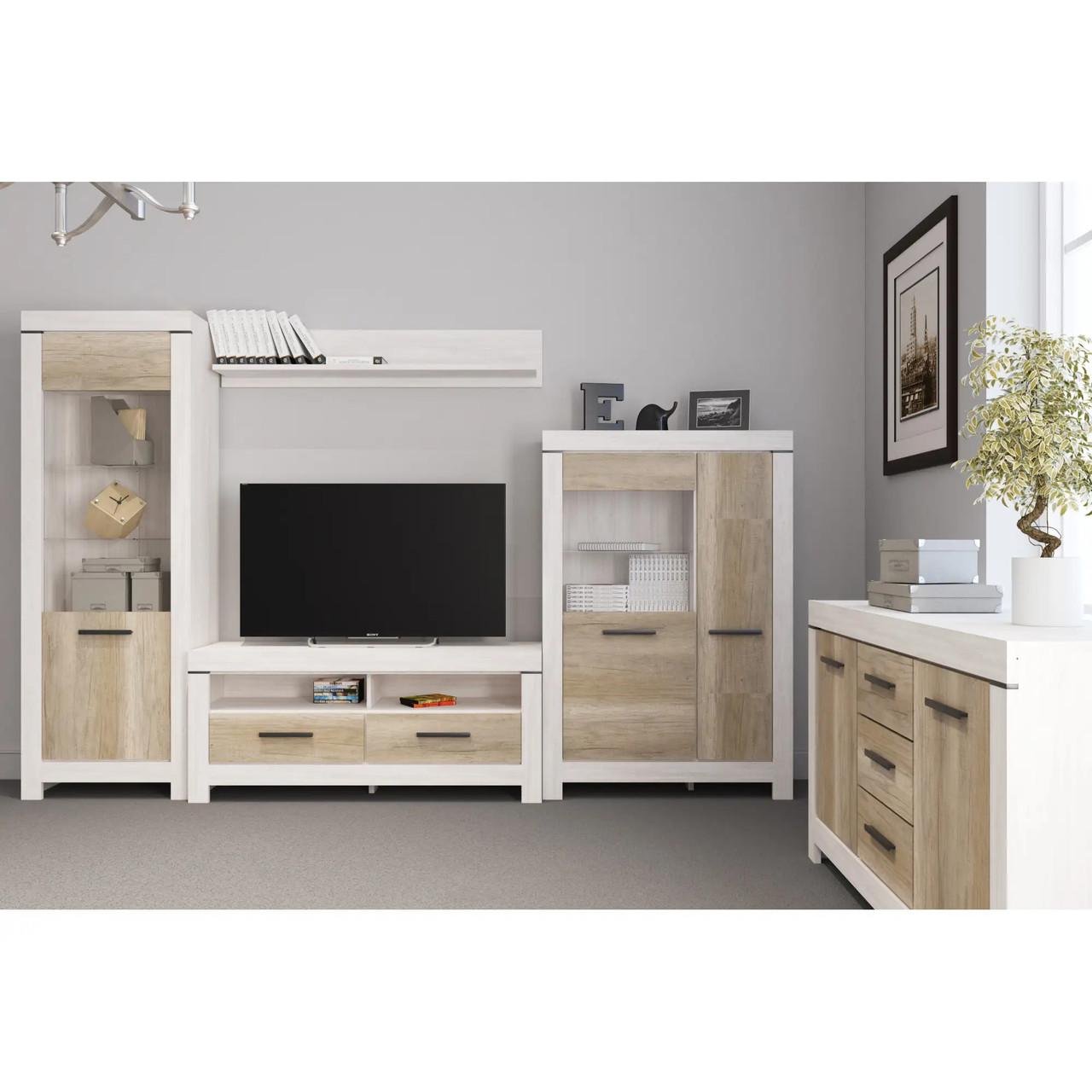 Пенал-витрина Гербор Белен REG1D1W Сосна каньон/Дуб корабельный (GRB-1055) - фото 2