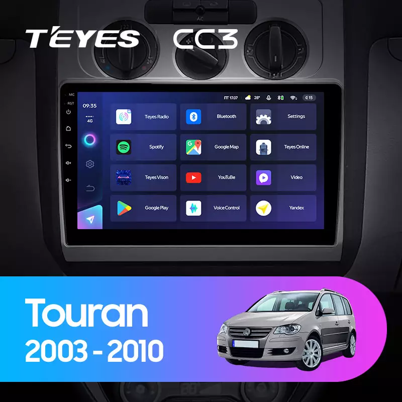 Автомагнітола штатна Teyes CC3 для Volkswagen Touran 1 2003-2010 Android C3 6/128G Wi-Fi/4G варіант F2 - фото 2