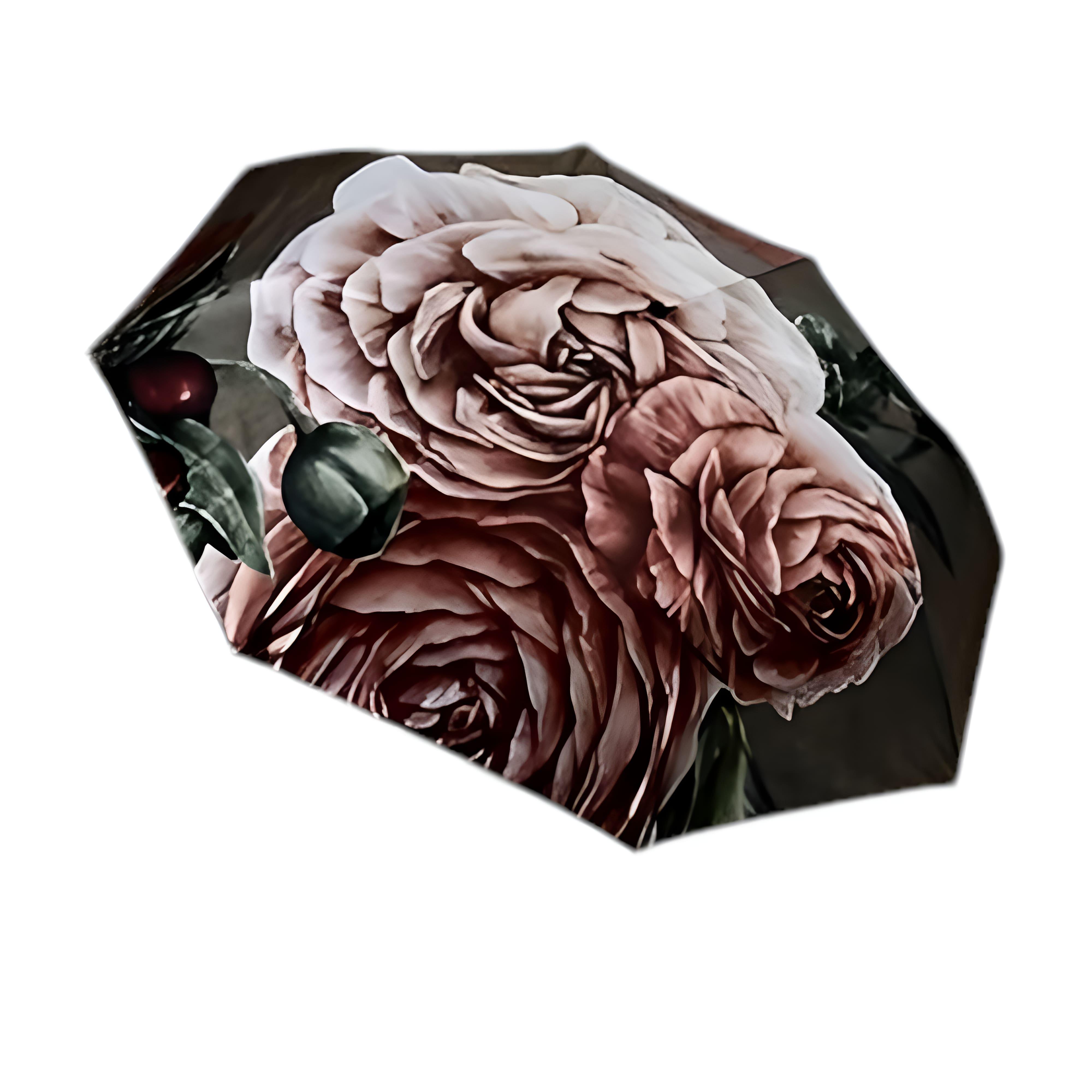 Зонтик Stenson R95177 автомат с бежевыми цветами 110 см 8 спиц Зеленый (616616)