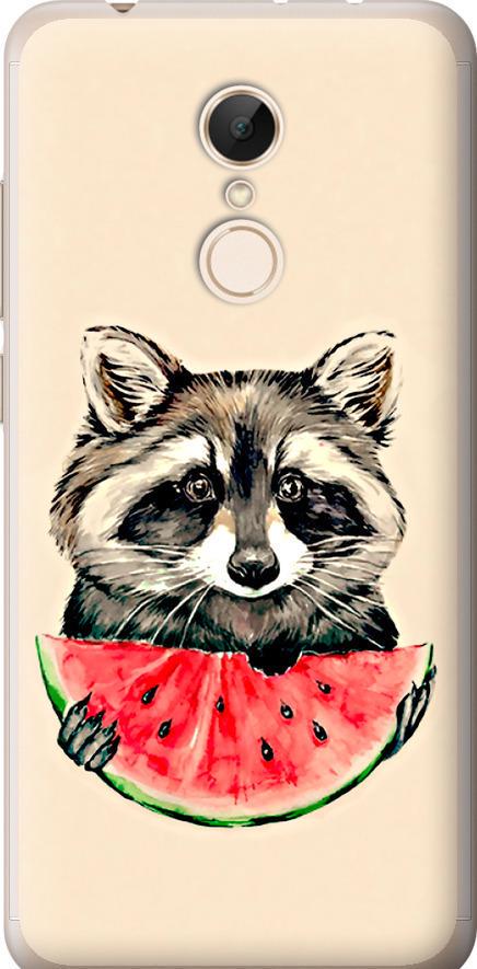 Чехол на Xiaomi Redmi 5 Енотик с арбузом (4605u-1350-42517)