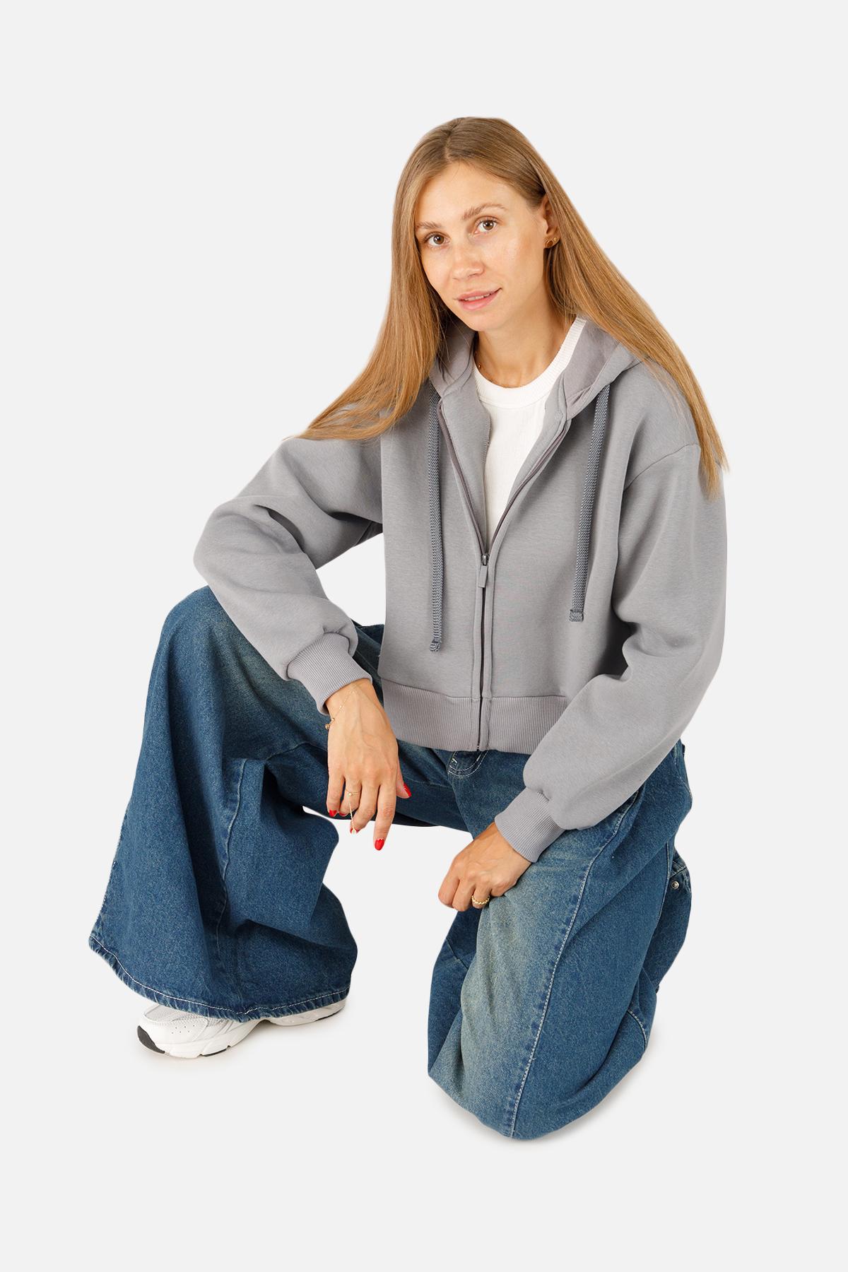 Толстовка женская ЦБ-00254558 р. 48 Темно-серый (SKT001004606) - фото 3 Толстовка женская ЦБ-00254558 р. 48 Темно-серый (SKT001004606) - фото 3