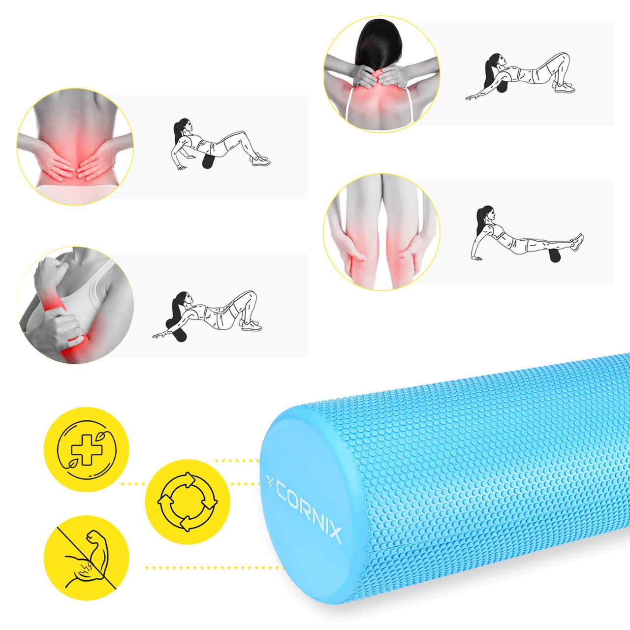 Масажний ролик Cornix EVA+ 45х15 см Blue (XR-0306) - фото 9 Масажний ролик Cornix EVA+ 45х15 см Blue (XR-0306) - фото 9