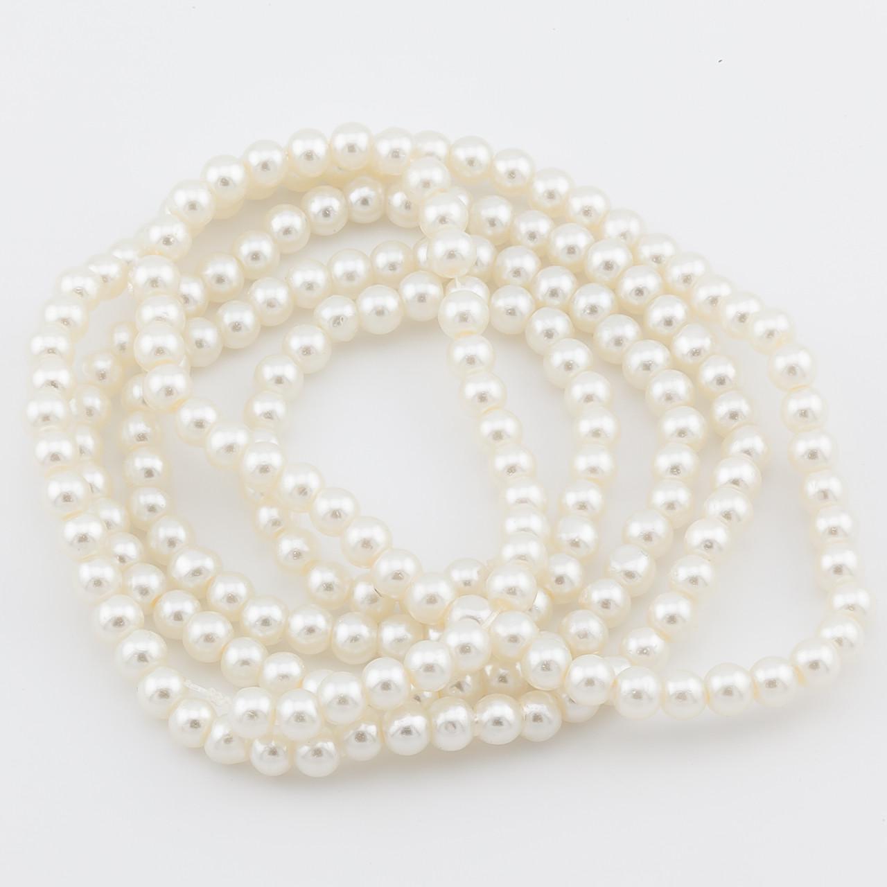 Бусины стеклянные на нитке под жемчуг 3 мм 62 см 215 шт. Белый (БЖ0003ш02)