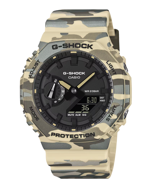 Наручные часы мужские Casio G-Shock GA-2100CM-5A ударопрочные с карбоновым корпусом/водозащитой 200 м/подсветкой Черный (3050985722)
