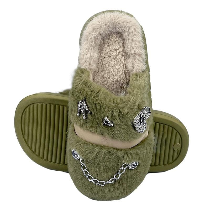 Домашние тапочки женские на платформе с джибитсами 5156-3 p. 38-39 24,5 см Зеленый