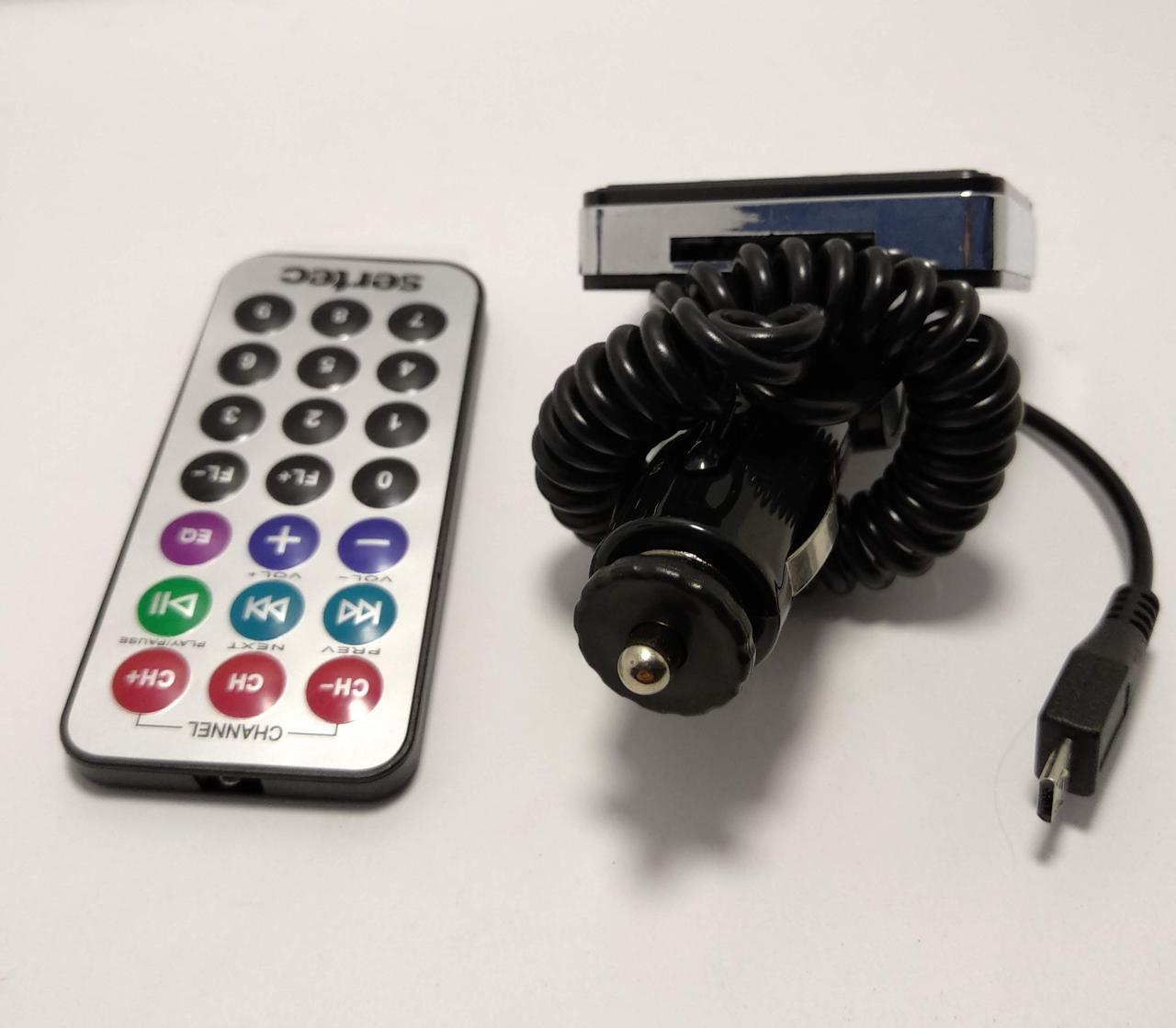 FM-модулятор автомобильный Sertec FM-250 Micro MP3 дисплей USB microSD Black (5698471) - фото 2