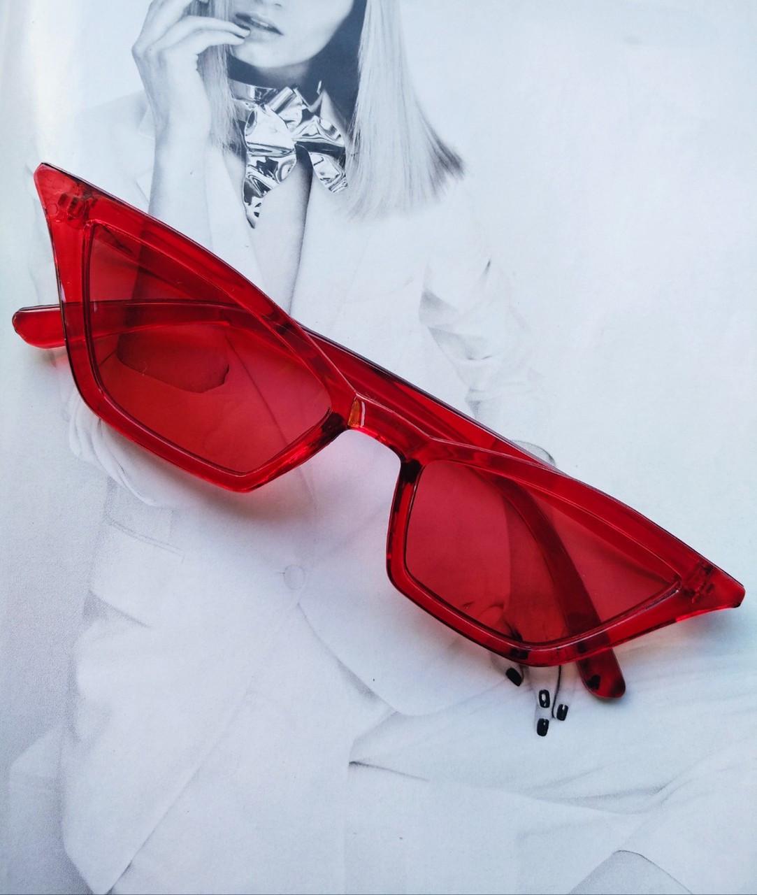 Очки винтажные солнцезащитные с острыми углами Красный с черным - фото 2 Очки винтажные солнцезащитные с острыми углами Красный с черным - фото 2