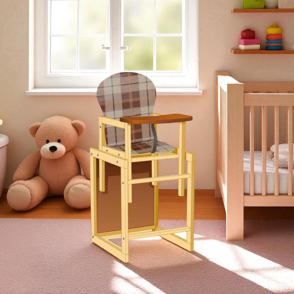 Стульчик для кормления Мася Клетка Коричневый (№1215) - фото 2