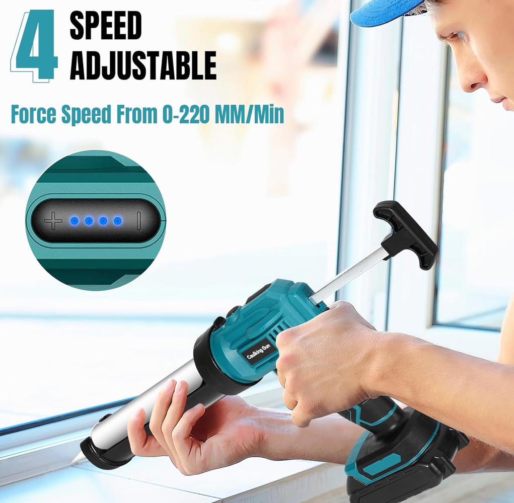 Пистолет для силикона беспроводной 300 мл LED 4 скорости 18V - фото 4 Пистолет для силикона беспроводной 300 мл LED 4 скорости 18V - фото 4