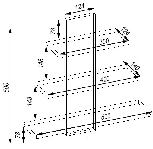 Полка навесная Kontinent П-1 50х14х50 см Дуб Крафт Белый (52718042) - фото 3